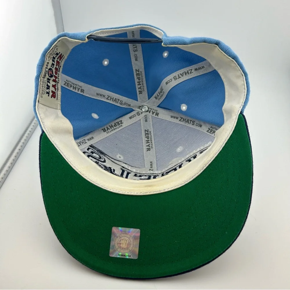 North Carolina Tar Heels Hat Snapback Zephyr Embroidered Ramses Carolina Blue